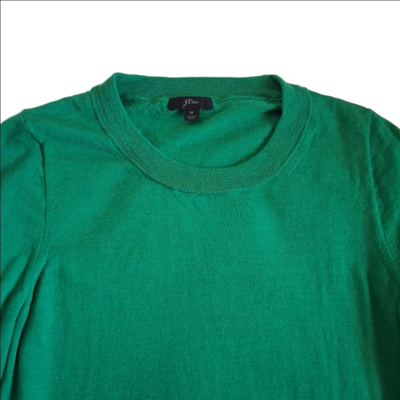 J. Crew Women's Medium Kelly Green 100% Merino Wool Crewneck Sweater - Picture 5 of 12